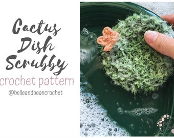 Cactus Dish Scrubby Pattern, Crochet Pattern, Crochet Scrubby, Beginner Crochet Pattern, Cactus Scrubby Pattern, Scrubby Pattern