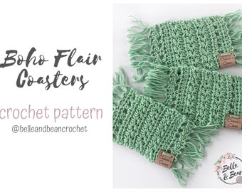 Boho Flair Coaster Crochet Pattern, PDF, Easy Crochet Patterns, Mug Rug Crochet Pattern, Crochet Coaster Pattern, Boho Crochet Pattern