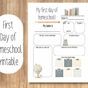 First Day of Homeschool Worksheet, Homeschool Activity Sheet, Homeschool Keepsake, Kids Memory Journal, Homeschool Printables, Interview