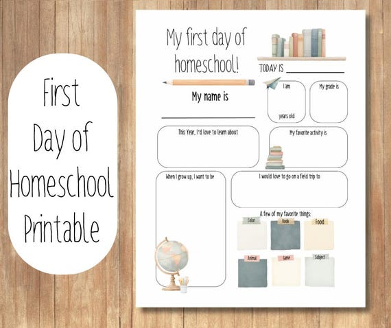 First Day of Homeschool Worksheet, Homeschool Activity Sheet, Homeschool Keepsake, Kids Memory Journal, Homeschool Printables, Interview