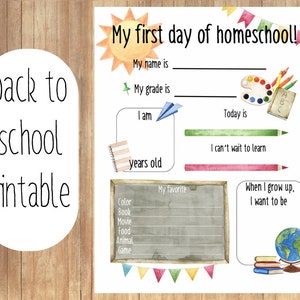First Day of Homeschool Worksheet, Back to School Activity Sheet, Homeschool Keepsake, Kids Memory Journal, Homeschool Printables, Interview