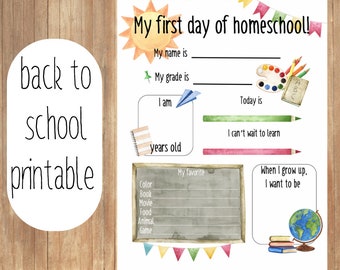 First Day of Homeschool, Back to School Activity Sheet, Homeschool Keepsake, Kids Memory Journal, Homeschool Printables, School Interview