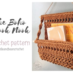 Boho Book Nook Crochet Pattern, Crochet Wall Hanging Pattern, Crochet Hanging Basket, Wall Basket Pattern, Mail Holder, Magazine Holder