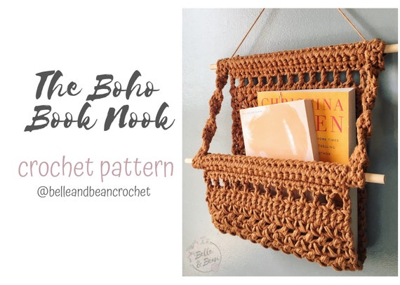 Boho Book Nook Crochet Pattern, Crochet Wall Hanging Pattern, Crochet  Hanging Basket, Wall Basket Pattern, Mail Holder, Magazine Holder 