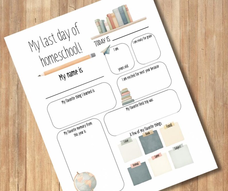 Last Day of Homeschool, End of School Activity Sheet, Homeschool ...