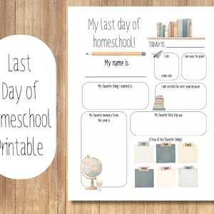Last Day of Homeschool, End of School Activity Sheet, Homeschool Keepsake, Kids Memory Journal, Homeschool Printables, School Interview