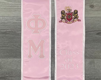 Phi Mu Graduation Stole / Phi Mu Sash