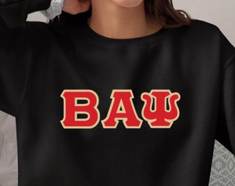 Beta Alpha Psi Greek Letter Fleece Sweatshirt- Custom Embroidered Crewneck, Zig-Zag Embroidery
