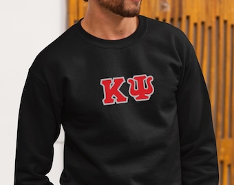 Kappa Psi Crewneck Sweatshirt, Zig-Zag Embroidered Greek Letters