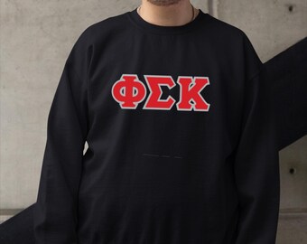 Phi Sigma Kappa Griekse letter fleece sweatshirt - op maat geborduurde ronde hals, zigzag-borduursel