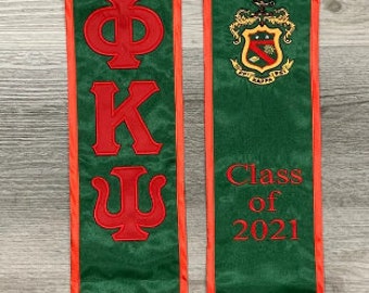 Phi Kappa Psi Graduation Stole Sash Embroidred Greek Letter and Crest Class of 2026