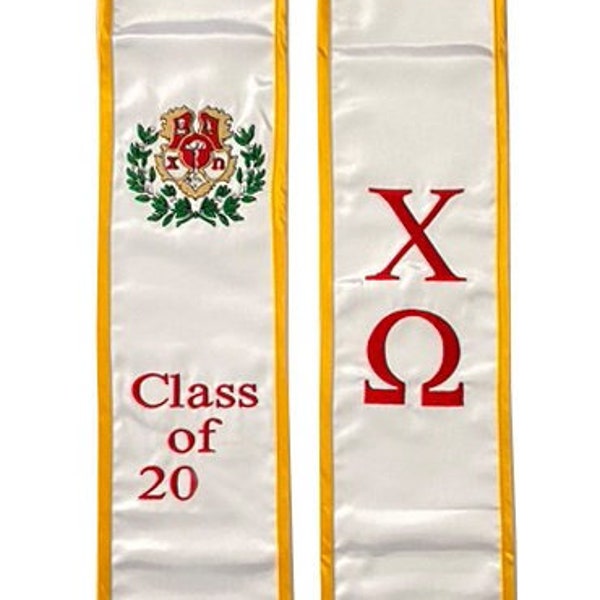 Chi Omega Graduation Sash Stole