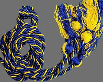 Graduation Cord / Honor Cords Intertwined Royal Blue and Gold