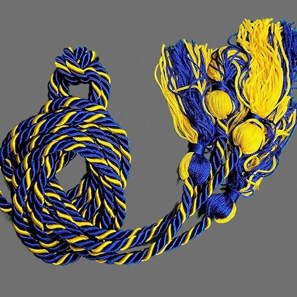 Graduation Cord / Honor Cords Intertwined Royal Blue and Gold