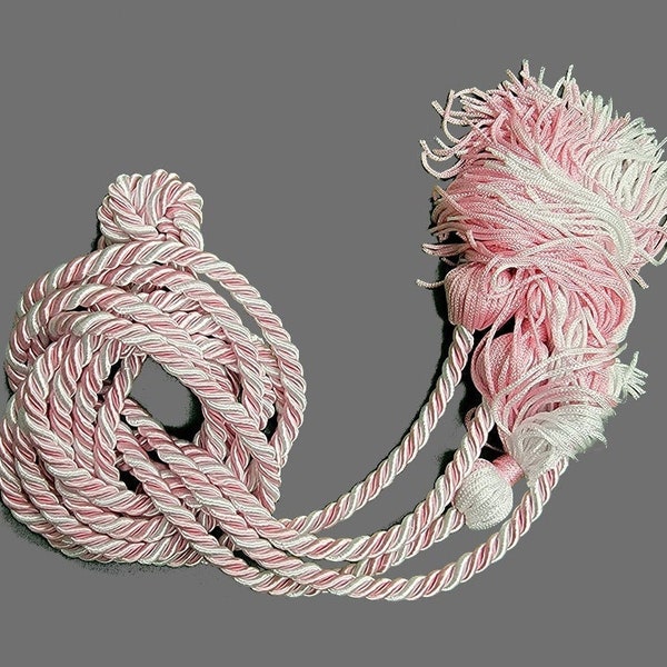 Graduation Cord / Honor Cords Intertwined Pink and White