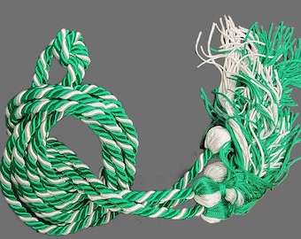 Graduation Cord / Honor Cords Intertwined Green and White