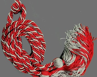 Graduation Cord / Honor Cords Intertwined Red and Silver