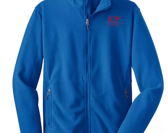 Kappa Psi Full-Zip Fleece-Jacke - Gestickte griechische Buchstaben, individuelle Bruderschaftskleidung, Kapitel Geschenk