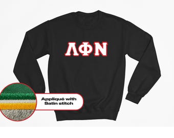 Lambda Phi Nu Greek Letter Fleece Sweatshirt – Custom Embroidered Crewneck, Double Satin Embroidery
