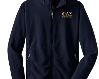 Chaqueta de polar bordada con cremallera completa – Phi Lambda Sigma Greek Apparel