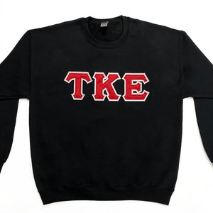 Tau Kappa Epsilon crewneck sweatshirt letters // Tau Kappa Epsilon satin embroidered crewneck letters