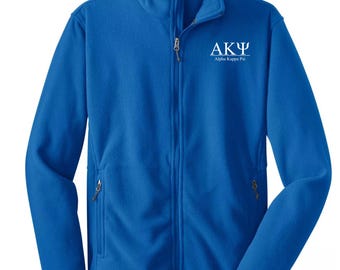 Giacca in pile Alpha Kappa Psi con cerniera intera - Lettere greche ricamate, abbigliamento personalizzato per la confraternita, regalo per il capitolo