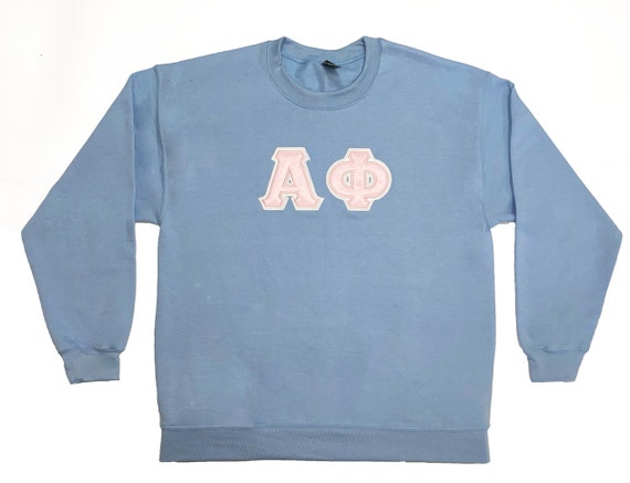 Alpha Phi Crewneck Sweatshirt Letters Alpha Phi Embroidered