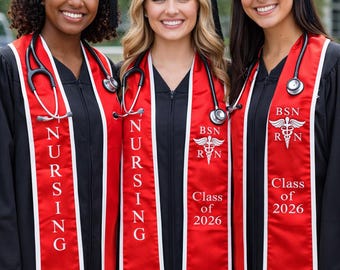 BSN RN Graduation Stole – Custom Nursing Sash with Free School Logo