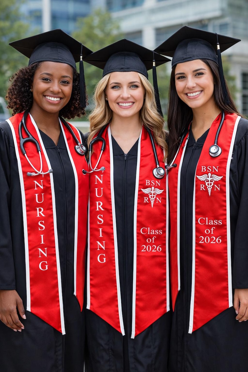 BSN RN Graduation Stole – Custom Nursing Sash With Free School Logo - Etsy