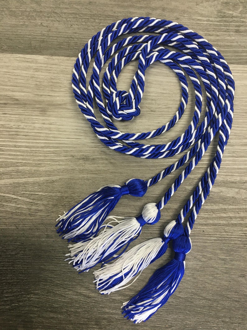 Graduation Cord / Honor Cords Intertwined Royal Blue and White Etsy
