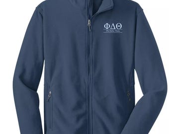 Phi Delta Theta Full Zip Fleece Jacket – Embroidered Greek Letters, Custom Fraternity Apparel, Chapter Gift