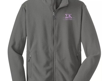 Sigma Kappa fleecejack met volledige ritssluiting – geborduurde Griekse letters, aangepaste vrouwenclubkleding, hoofdstukcadeau