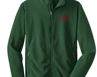 Kappa Sigma fleecejack met volledige ritssluiting – geborduurde Griekse letters, aangepaste broederschapskleding, hoofdstukcadeau