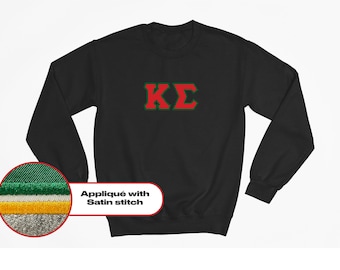 Kappa Sigma Griekse letter fleece sweatshirt - op maat geborduurde ronde hals, dubbel satijnen borduurwerk