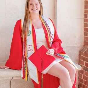 Chi Omega Graduation Sash Stole Embroidered Greek Letters & Crest, Class of 2026 image 3