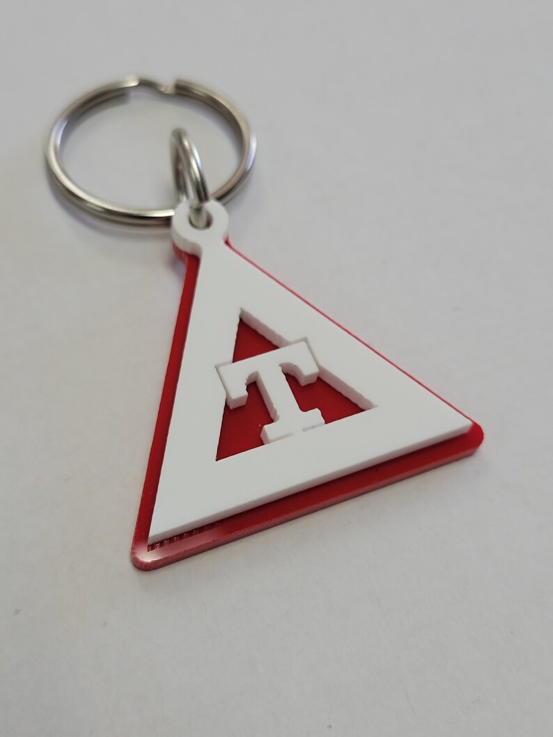 Triangular Keychain Triangle Fraternity Keychain, Made With Hard Plastic With Metal Ring - Etsy