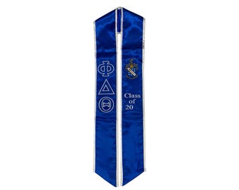 Phi Delta Theta Graduation Stole Satin Sash embroidered Letters, Crest, and Class of 2026