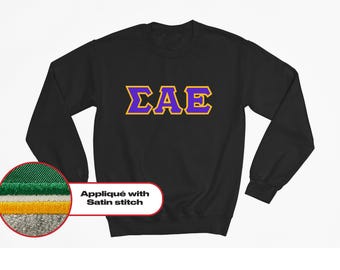 Sigma Alpha Epsilon Greek Letter Fleece Sweatshirt – Custom Embroidered Crewneck, Double Satin Embroidery