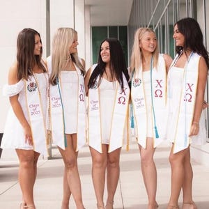 Chi Omega Graduation Sash Stole Embroidered Greek Letters & Crest, Class of 2026 image 4