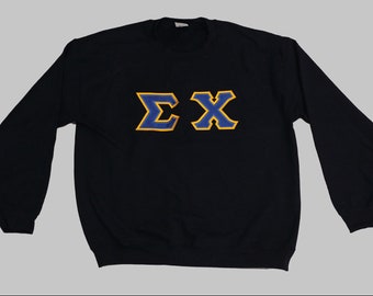 Sigma Chi Greek Letter Fleece Sweatshirt- Custom Embroidered Crewneck, Double Satin Embroidery