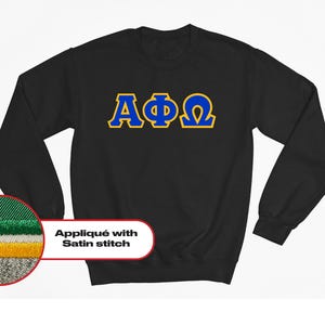 Alpha Phi Omega Greek Letter Fleece Sweatshirt- Custom Embroidered Crewneck, Double Satin Embroidery