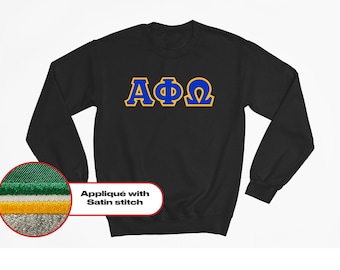 Alpha Phi Omega Greek Letter Fleece Sweatshirt- Custom Embroidered Crewneck, Double Satin Embroidery