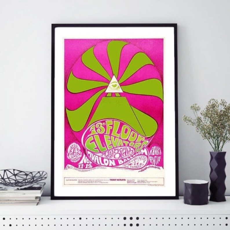 13th Floor Elevators Poster Moby Grape 1966 Concert Music Poster Gift Idea