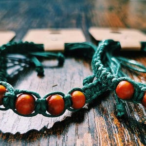 Macrame Green Beaded Bracelets