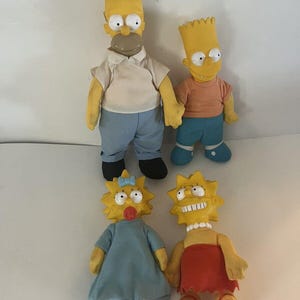 Vintage 1990 SIMPSONS Burger King Plush Dolls Lot Of 4 Bart,Homer,Lisa & Maggie