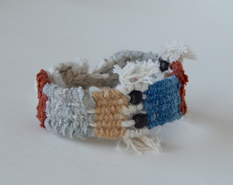 Bracelet WOVEN No 05 | Hand Woven | Fiber Art | Recycled Textile | Hand Crafted | Handmade Jewelry | Textile Artisan