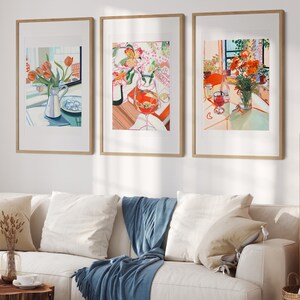 SIGNED "olivia's House" Giclée Print; Floral Marigolds and Rose Wine ...