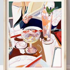 Impresión giclée firmada de Martini: Naturaleza muerta con cristalería