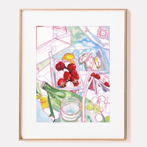 SIGNED &quot;California Picnic&quot; Lemons & Berries Signed Giclee Print, fruit lifestyle print wall art home decor