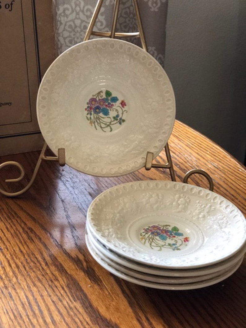 Vintage Hand Painted Wedgwood Wellesley saucers set of 5